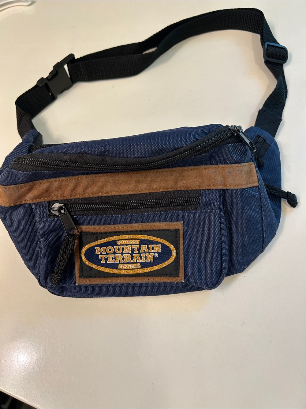 Navy and Brown Waist Bag